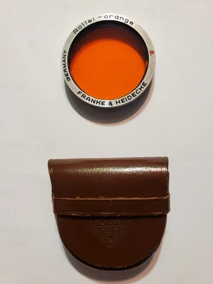 Vintage Rollei Orange Rolleiflex Filter Lens w Case Franke & Heidecke~Clean!  - Image 1 of 3
