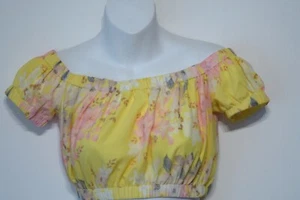 Yumi Kim Women's Getaway Crop Top Floral Silk Bubble Crop Top Sz P - Picture 1 of 12