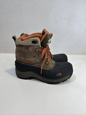 Boys Northface Chilkat Size 7/ Women's 8 Brown Insulated Snow Boots Waterproof - Image 1 of 4