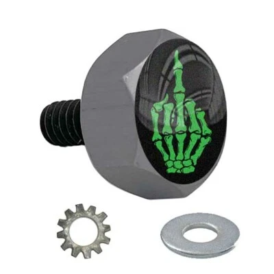 Gris Gunmetal - Perno de asiento hexagonal de aluminio Billet para Harley - Verde FU Finger Bird Foto 1 de 4