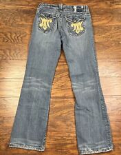 MEK Denim Oxford Boot Cut Jeans Distressed Women's 29 X 32 Blue P3