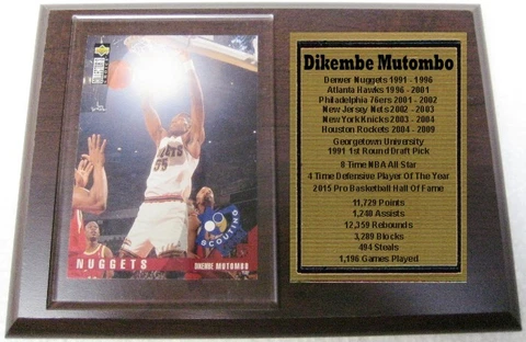 Denver Nuggets Dikembe Mutombo Basketball Card Plaque Cover