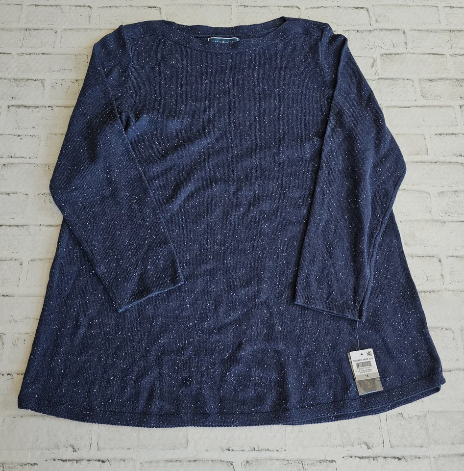 Karen Scott Womens Blue Speckled Boatneck Tunic Sweater Top Plus 1x BHFO 2621