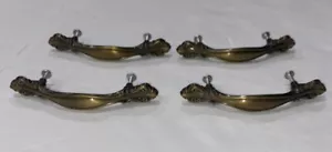 Lote De Colección De 4 Tiradores De Cajón De Latón Dorado Art Deco Juego De Mangos De Cómoda 5 Pulgadas - Imagen 1 de 6