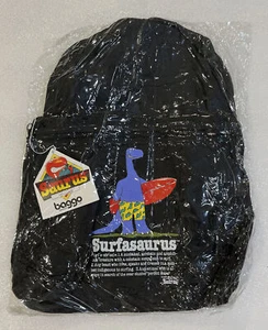 Vintage Saurus Surfasaurus schwarz Rucksack Dinosaurier Surfer Klippe Galbraith Tasche - Bild 1 von 3