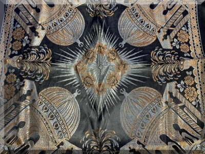 ВИНТАЖНЫЙ 1940-х годов WWII эпохи TAJ MAHAL черный шелк фортепиано шаль шарф - Бесплатная доставка - Изображение 1 из 4