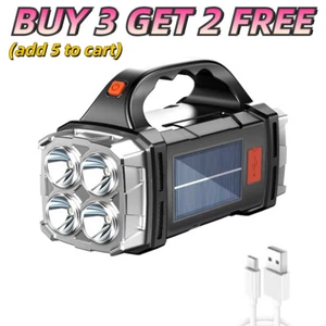 Camping Solar Tent Light Rechargeable LED Flashlight Power Torch Lantern Lamp US - Picture 1 of 19