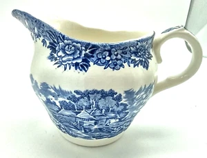 VTG SALEM CHINA ~ "English Village" Pattern Blue & White Ironstone Creamer - Picture 1 of 7