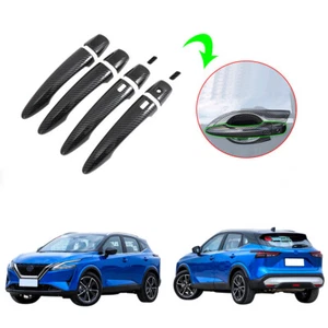 Cubierta de manija de puerta exterior negra de fibra de carbono para Nissan Qashqai J11 J12 2023 - Imagen 1 de 6