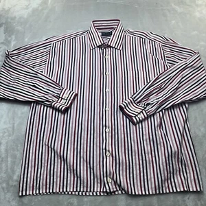 MINE ShirtMens Extra Large XL White Red Pink Striped Button Up Casual - Picture 1 of 12