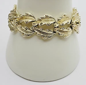 CORO Double Leaf Link Wide Mixed Metal Silver & Gold Tones Vintage Bracelet 7 In - Picture 1 of 24