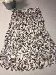 J Jill Cream Floral Print High Low Skirt Women's Size SP NWT - Picture 1 of 8