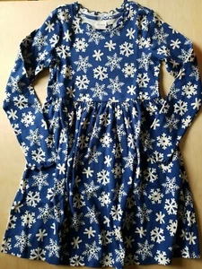 NWOT HANNA ANDERSSON BLUE LET IT SNOW HOLIDAY RIB PLAY DRESS 130 8 $50 - Picture 1 of 7