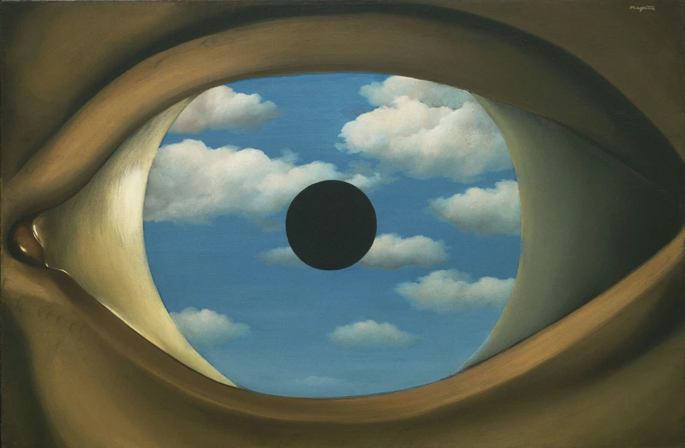 Cartaz de arte surrealista RENE MAGRITTE ou impressão em tela laminada "O Falso Espelho" - Imagem 1 de 1