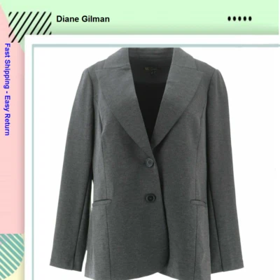 DG2 Diane Gilman Ponte Knit Boyfriend Blazer Heathered Gray, 3X - Image 1 of 4