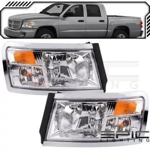 Pair LH RH Halogen Headlights w/o Black Bezel fits DODGE 08-10 DAKOTA 11 RAM - Picture 1 of 2