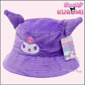 Sanrio Kuromi Bucket Hat Purple Soft Velour Luxury 3D Ears Hello Kitty Girl Teen - Picture 1 of 15
