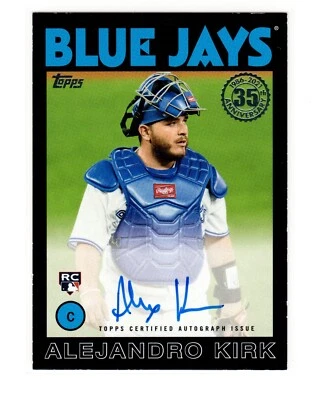 Alejandro Kirk RC 2021 Topps 86B-AK 1st RC Auto Black Parallels #/199 Blue Jays - Image 1 of 2