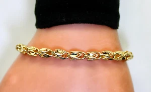Precioso y único brazalete de oro amarillo de 14K intrincado de 6,75", 6,7 gramos, 4,5 mm - Imagen 1 de 5