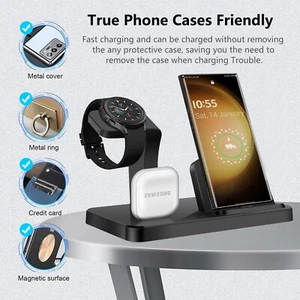 UK 3in1 Fast Charging Stand Charger Station For Samsung Galaxy Watch 7/Ultra S24 - Picture 1 of 21
