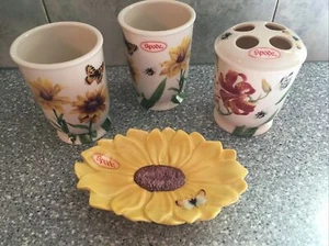 💖 Spode Bath 4 piece set Floral Haven NEW WITH TAGS soap dish cups toothbrush - Picture 1 of 7