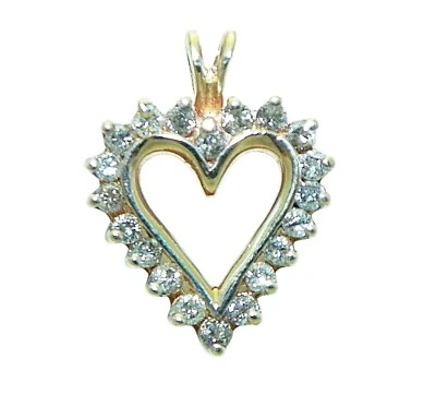 1/3 ct Diamond Heart Pendant  10k Yellow GOLD 2.3g - Image 1 of 4