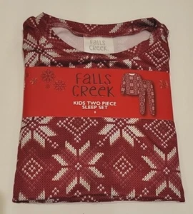 2Pc Falls Creek Sleepwear Snow Flake Theme PJ Set Long Sleeve Top/Pant Size 8 - Picture 1 of 5