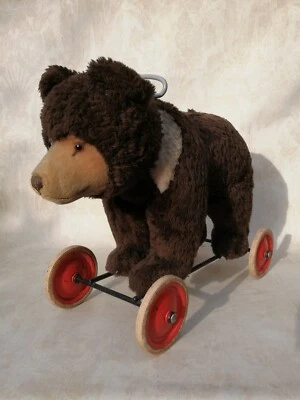 Steiff Bär Kragenbär auf Rädern Reitbär mit Brummstimme 60/70er Jahre - Bild 1 von 4