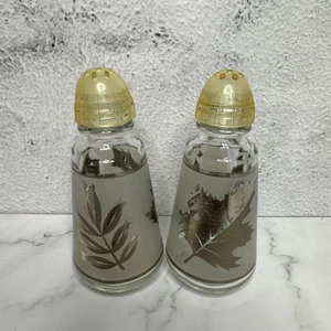 Vintage Anchor Hocking Salz und Pfefferstreuer Glas Starlyte mit goldenen Blättern - Bild 1 von 7