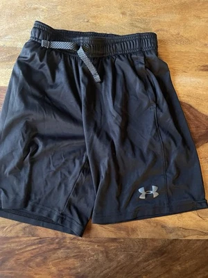 Under Armour YXS Youth Boys Black Athletic Shorts Loose Fit Elastic Waist Logo - Image 1 of 3