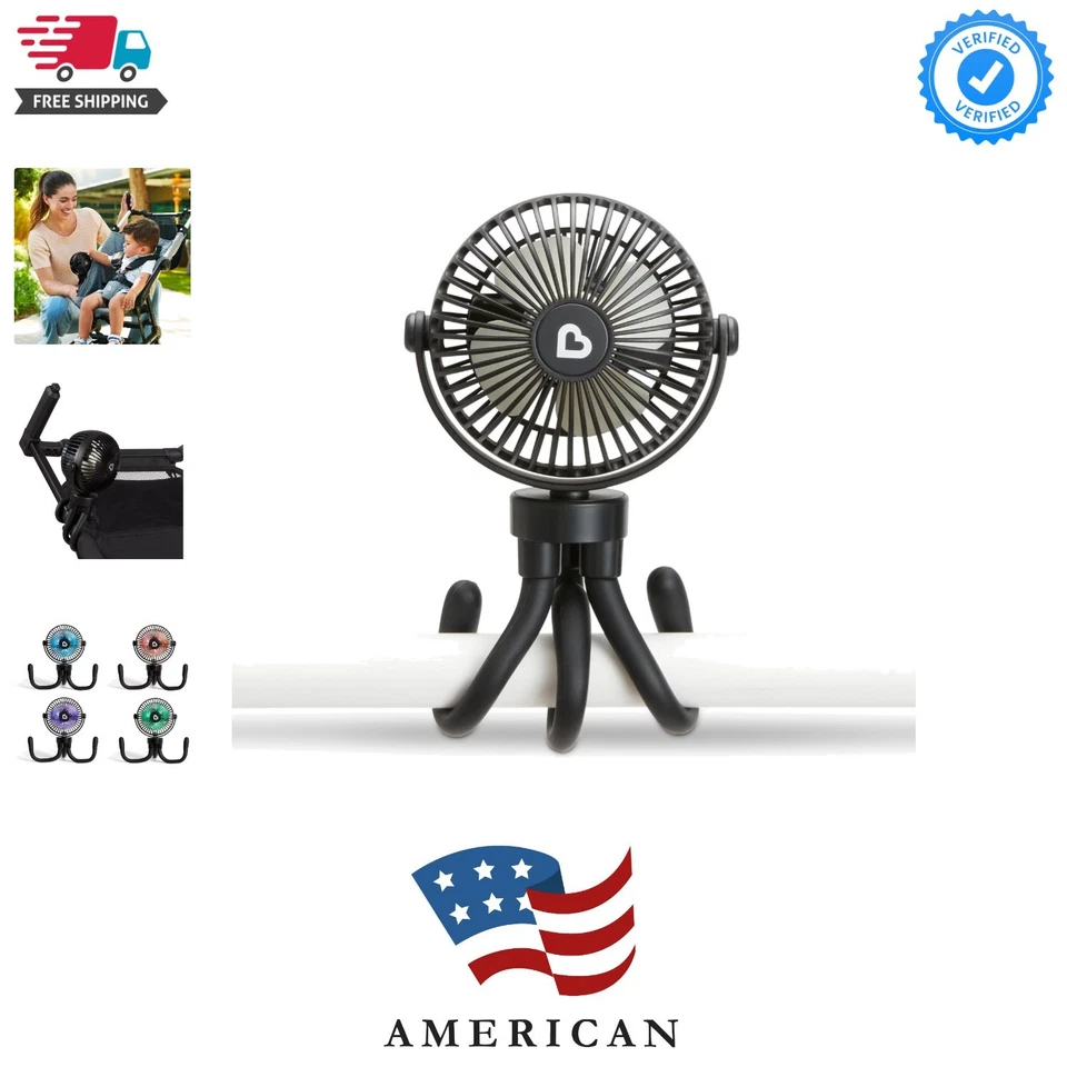 Munchkin Stroller Fan - Portable for Travel Baby Gear Accessory Black