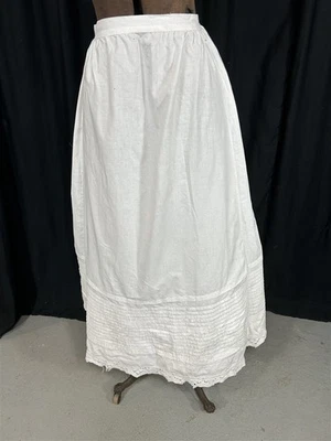 antique petticoat long white Victorian waist 26 crisp cotton original 1800 - Image 1 of 4
