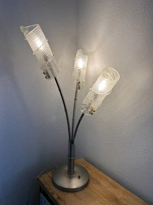 Anthony California MCM Brushed Chrome Blown Glass Abstract Shades VTG 3 Settings - Image 1 of 4