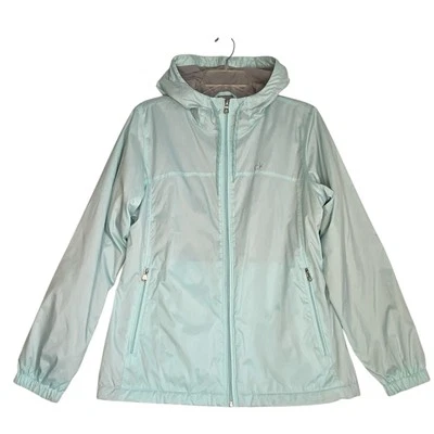 Jaqueta de chuva Calvin Klein corta-vento com capuz feminina M azul água forrada de lã - Imagem 1 de 4