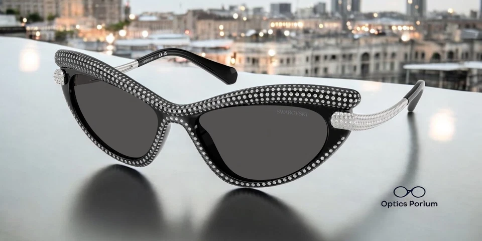 Gafas de sol para mujer SWAROVSKI SK6038 100187 negro gris oscuro 56 mm Foto 1 de 1