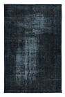 Tapis noir overte de 6,7 x 9,7 pieds, fabriqué à la main en Turquie, tapis moderne recyclé