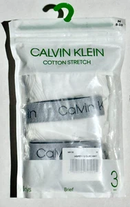 2017 Calvin Klein 3-Pack White Cotton Stretch Boys Size Med 8-10 - Picture 1 of 4