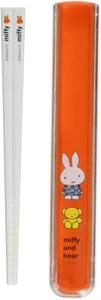 Neu Japan Miffy Kaninchen und Bär orange weiß Essstäbchen Box Etui Bento Mittagessen Set - Bild 1 von 2