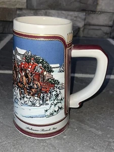 Vintage 1989 Budweiser Holiday Beer Stein Mug Clydesdale Collectors Series - Picture 1 of 5