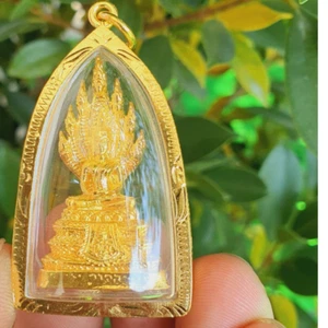 Phra Buddha Naga Cubierta Estatua Oro Micrones Estuche Colgante Amuleto Tailandés Lp Sod Cabeza - Imagen 1 de 5