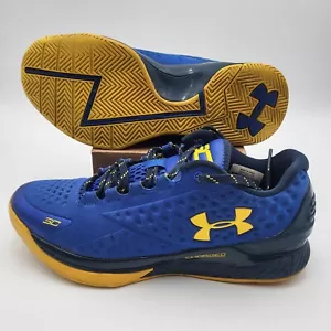 UA Steph Curry 1 Low Dub Nation Warriors Basketball Shoes Mens 10 Blue Yellow - Picture 1 of 12