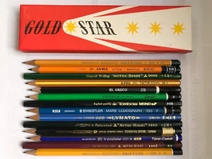 14 VINTAGE PENCILS: COMPLETE SERIES OF HARDNESS GRADES 6H - 6B + BOX - UNUSED - Picture 1 of 4