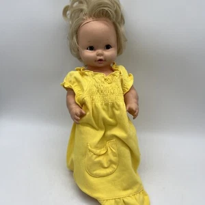 Mattel Doll Drink And Wet Baby 1969 Vintage Rubber With Yellow Dress - Picture 1 of 18