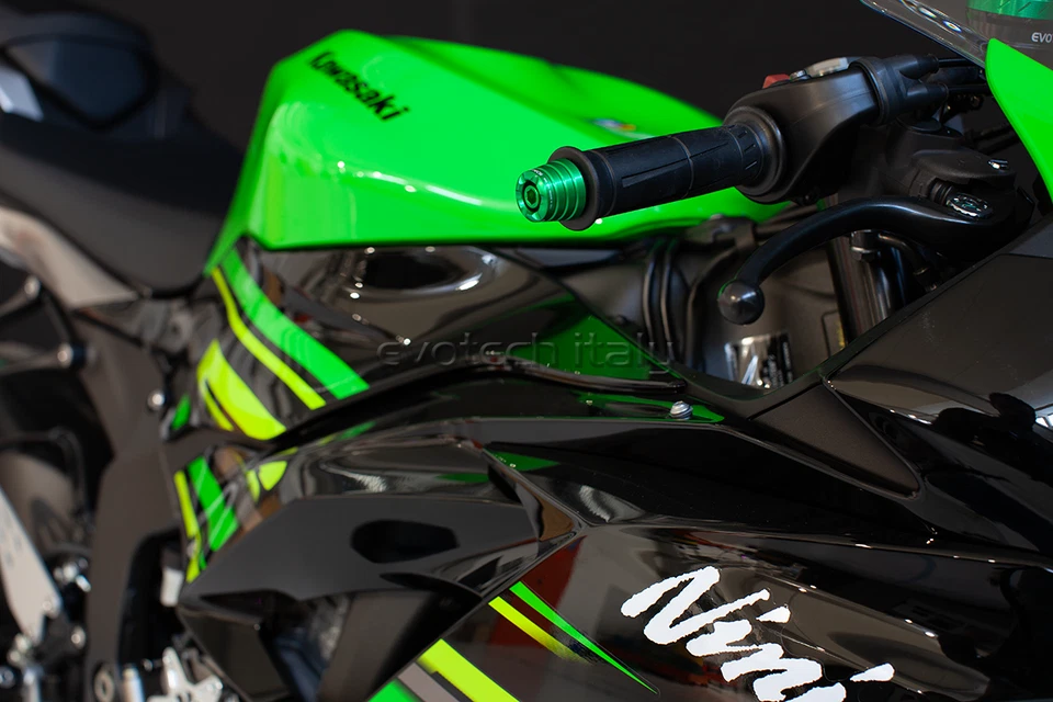 EVOTECH CONTRAPPESI BILANCIERI MANUBRIO KAWASAKI NINJA ZX6R 636 2019-2020 VERDE  - Immagine 1 di 3