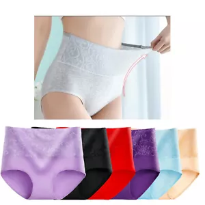 6 Ladies Panties Brief HIG WAIST NATURAL COTTON Underwear Plus Size MEDIUM - Picture 1 of 11