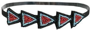 Mia Beaded Headband Hair Accessory, Arrow Design, Black, Red, Turquoise Beads - Picture 1 of 1