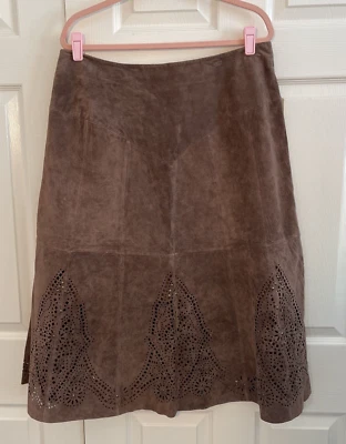Falda Vintage Spiegel Gamuza Cuero - Forrada, Ojales Abiertos Tachonados Talla 16 Foto 1 de 4