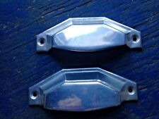 1930'S SET OF 2 ART DECO DRAWER PULLS UNUSED OLD FACTORY STOCK ALUMINUM