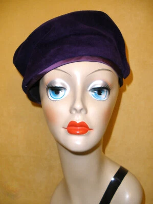Ladies Vintage Ruched Purple Wool Felt Fez Dress Hat w/ Satin Trim - Image 1 of 4