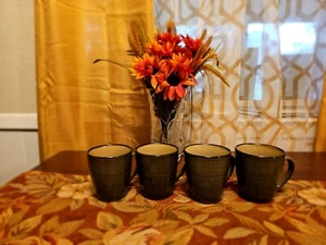 Sango Roma Stoneware Mug Set Of 4 Green Sage Coffee Tea Cups 4814 - Picture 1 of 12